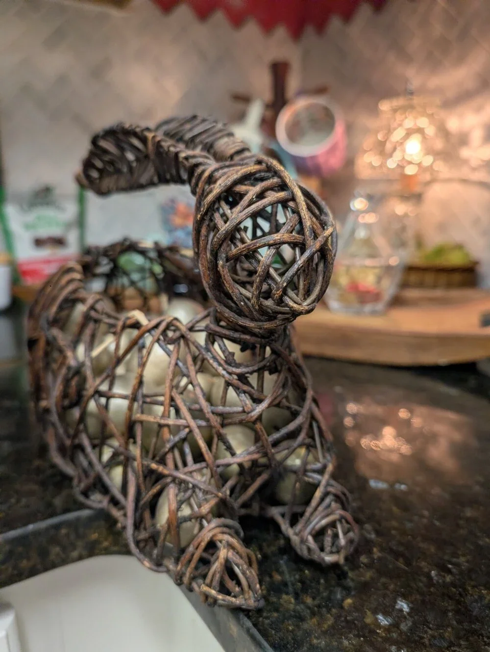 Pier 1 Imports grapevine Easter bunny basket featuring a woven vine construction